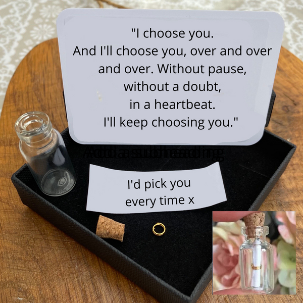 send a message in a bottle to a loved one for Valentines or as a gift, friendship quotes gift, gift under £5, boyfriend 1 year anniversary gift